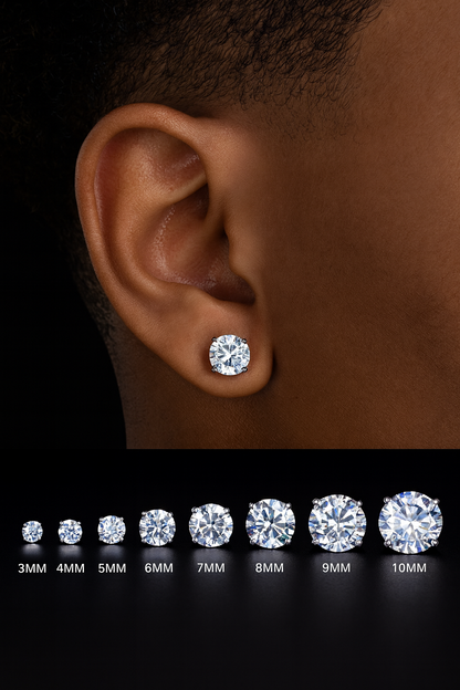 Moissanite Round Cut Stud Earrings