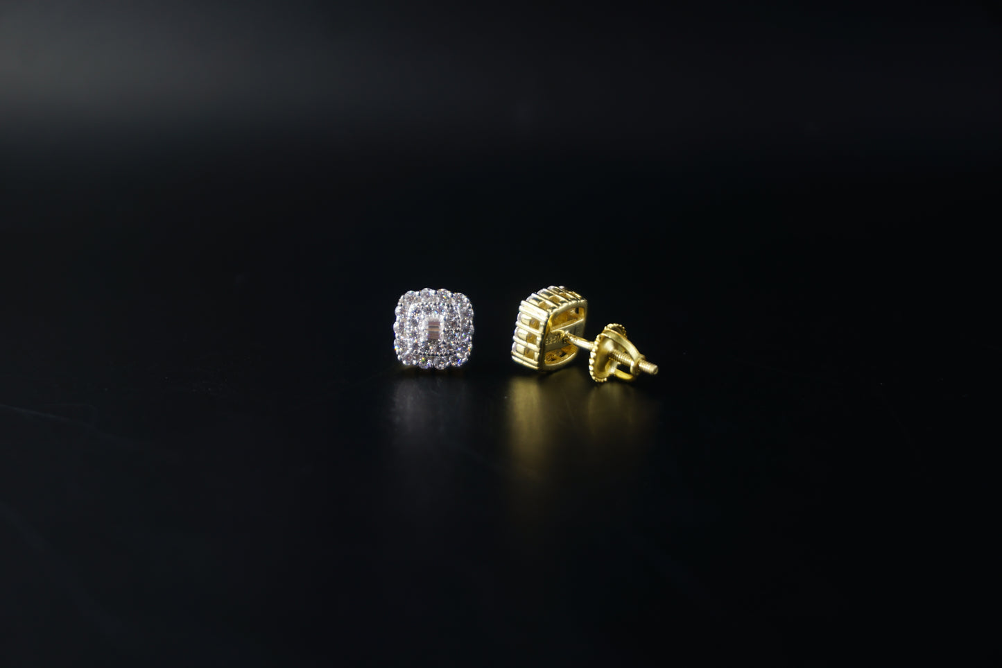 Square Moissanite Halo Baguette Stud Earrings - 8mm
