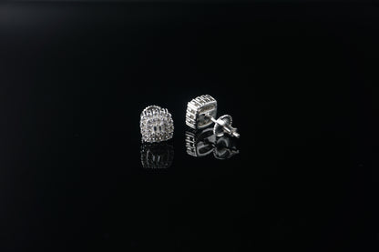 Square Moissanite Halo Baguette Stud Earrings - 8mm