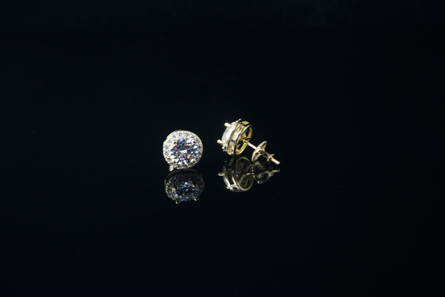 Round Moissanite Halo Stud Earrings - 9.5mm