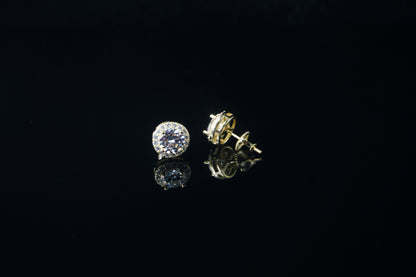 Round Moissanite Halo Stud Earrings - 9.5mm