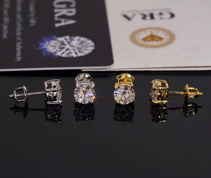 Moissanite Round Cut Stud Earrings