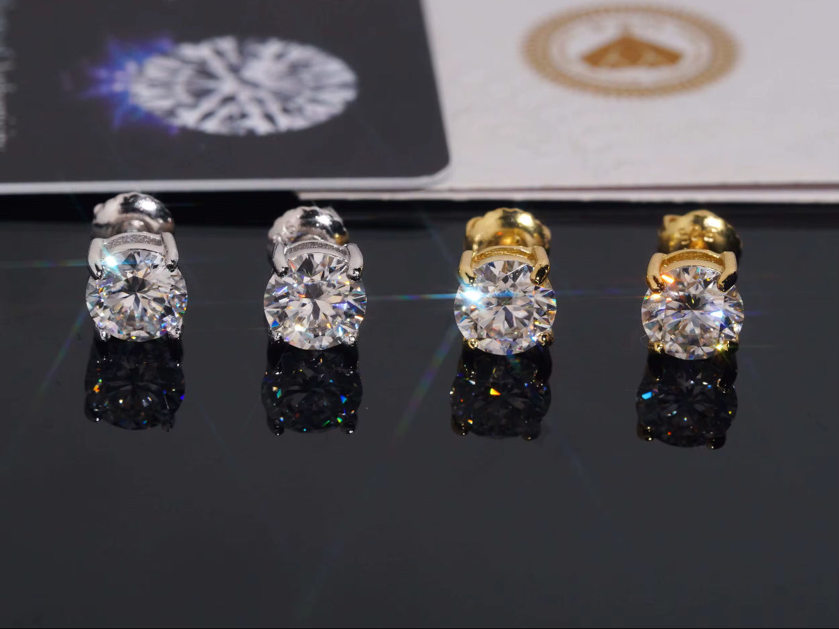 Moissanite Round Cut Stud Earrings