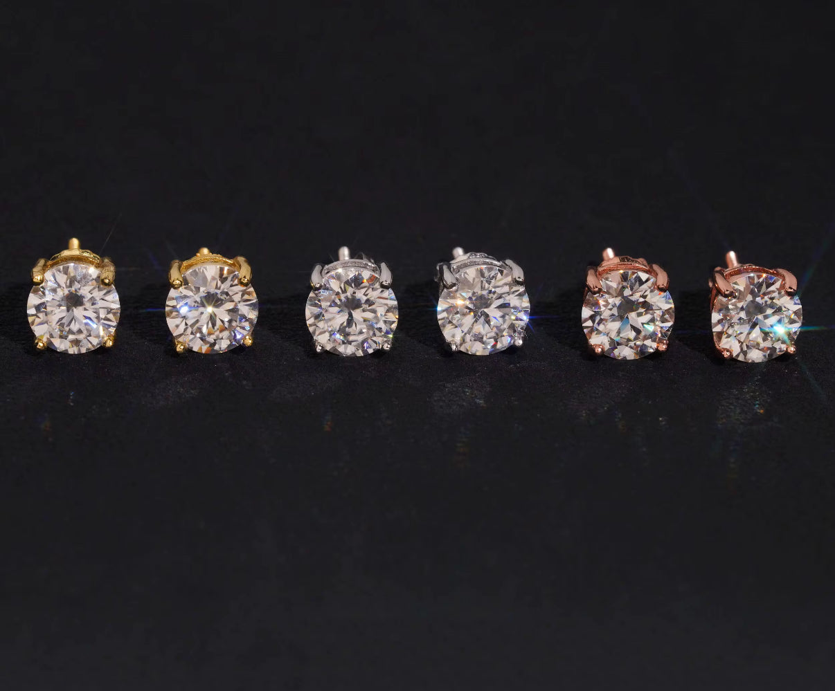 Moissanite Round Cut Stud Earrings