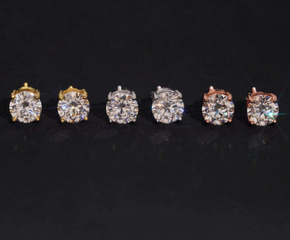 Moissanite Round Cut Stud Earrings