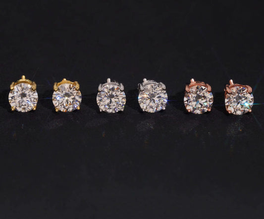 Moissanite Round Cut Stud Earrings