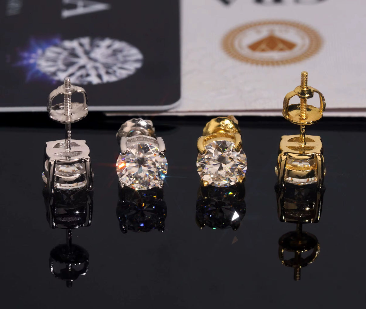 Moissanite Round Cut Stud Earrings