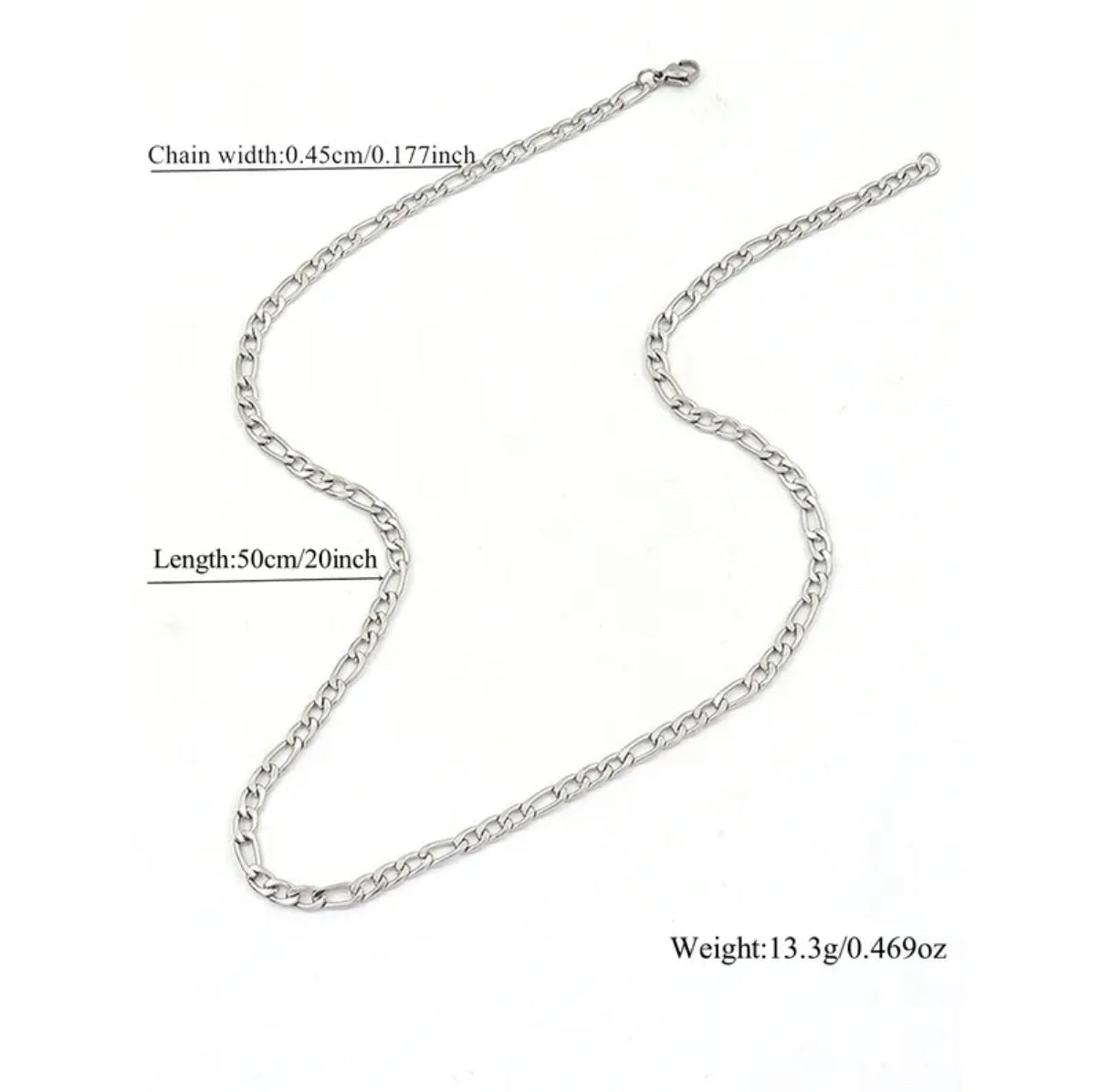 Stainless Steel Figaro Chain - 4mm
