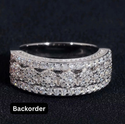 Multi-Row Pavé Moissanite Ring